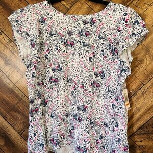 Floral Print Blouse in Pink and Black